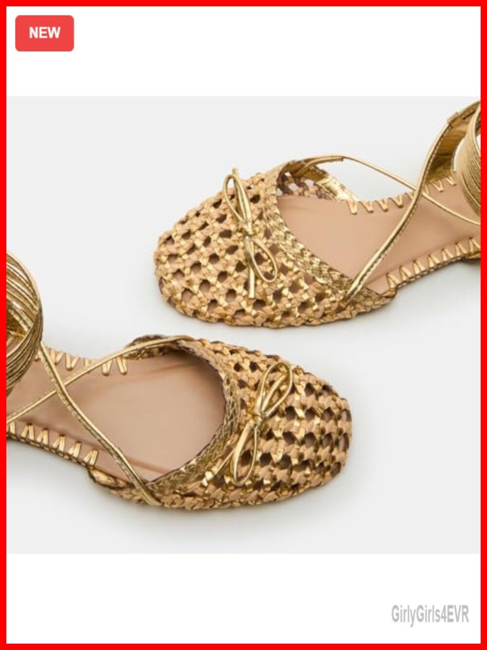 Woven Ballet Flats: Lace Up Square Toe Summer Sandals - Picture 3 of 5
